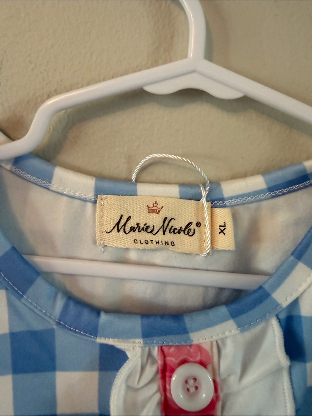 Marie Nicole Blue Gingham Birthday Dress & Ruffle Shorts Set - Picture 4 of 6